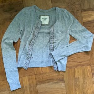 grey ruffle cardigan!! like new!!